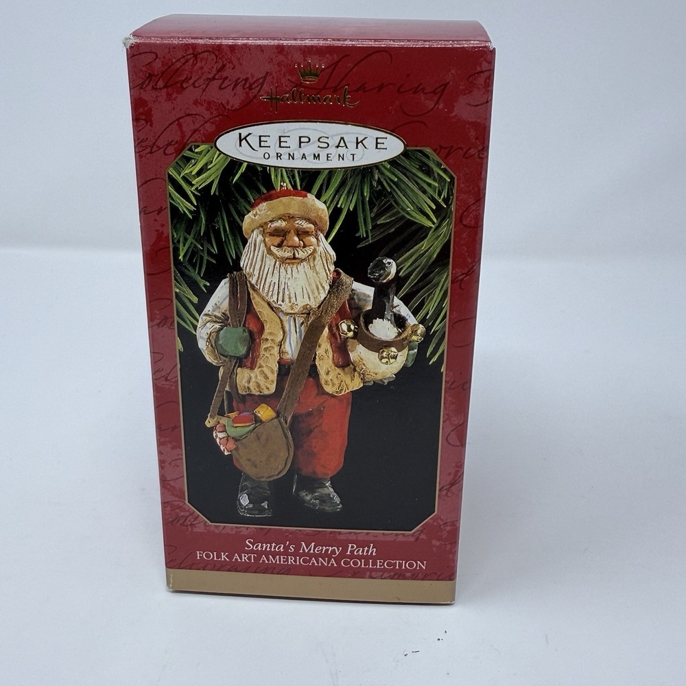 Hallmark Keepsake Ornament - Folk Art Americana - SANTA'S MERRY PATH - 1997 - Picture 8 of 8